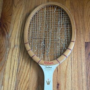 Wilson Kramer Autograph Wooden Tennis Racket with Red Accents